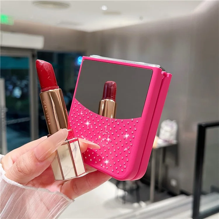 For Samsung Galaxy Z Flip6 5G Case Mirror Surface TPU + PC Shockproof Phone with Metal Lens Frame - Rose