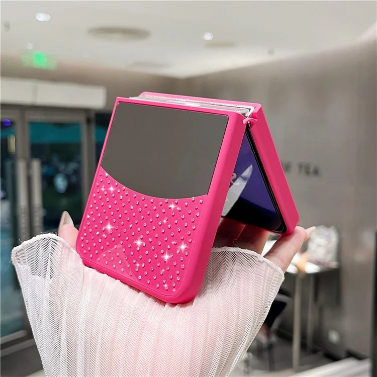 For Samsung Galaxy Z Flip6 5G Case Mirror Surface TPU + PC Shockproof Phone with Metal Lens Frame - Rose