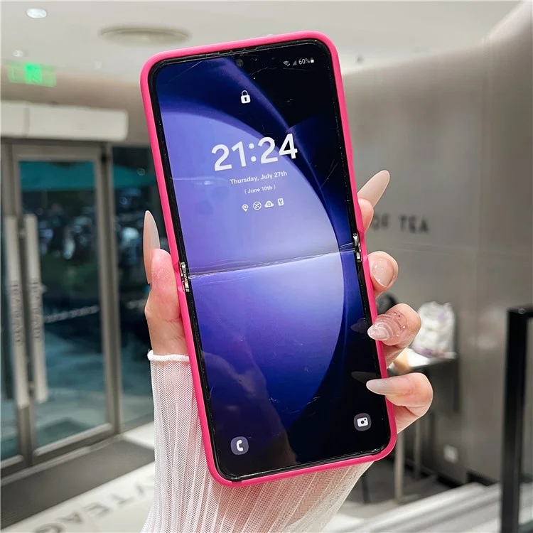 For Samsung Galaxy Z Flip6 5G Case Mirror Surface TPU + PC Shockproof Phone with Metal Lens Frame - Rose
