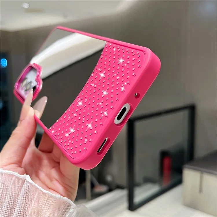 For Samsung Galaxy S25 / S24 Case Mirror Surface TPU + PC Shockproof Phone with Metal Lens Frame - Rose