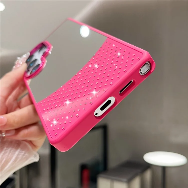 For Samsung Galaxy S25 Ultra Case Mirror Surface TPU + PC Shockproof Phone with Metal Lens Frame - Rose