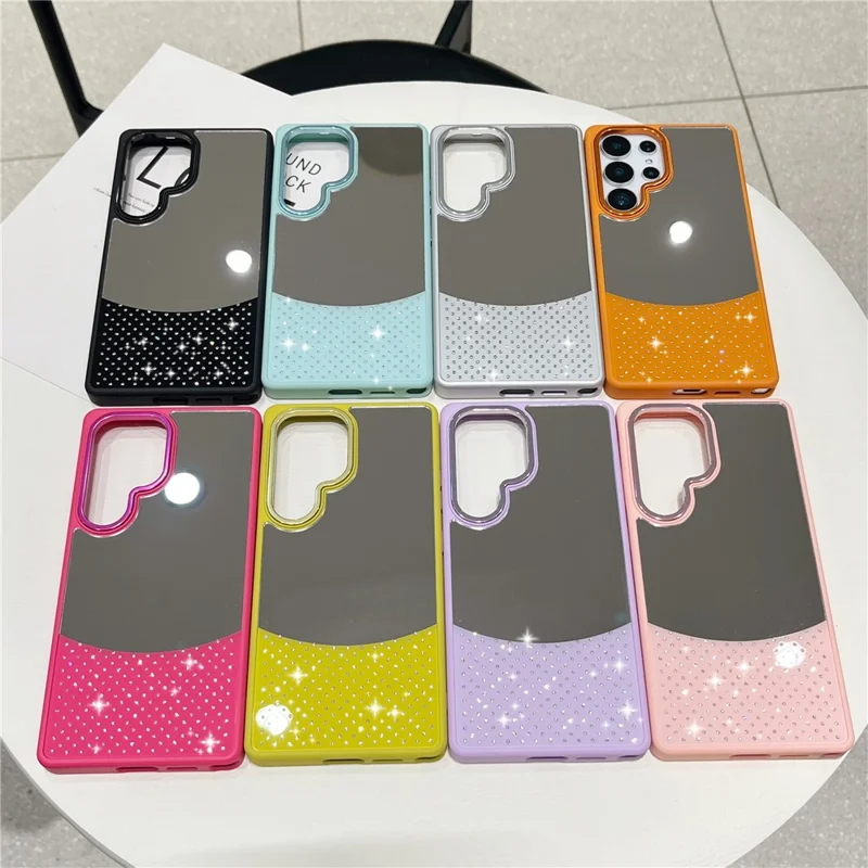 For Samsung Galaxy S24 Ultra Case Mirror Surface TPU + PC Shockproof Phone with Metal Lens Frame - Pink