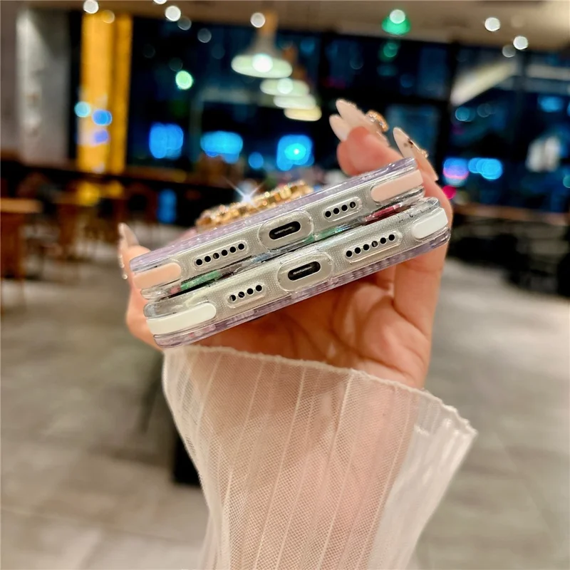 For iPhone 16 Pro Max Case with Heart Shape Kickstand, Strap Anti Drop TPU + PC Phone Cover - Pink