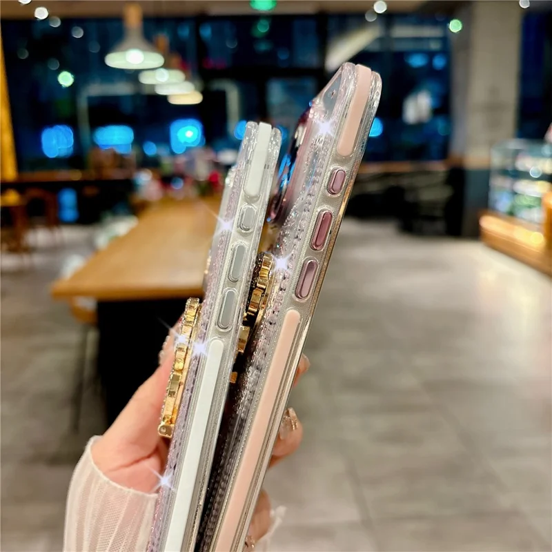 For iPhone 16 Pro Case with Heart Shape Kickstand Anti Drop TPU + PC Phone Cover - Pink