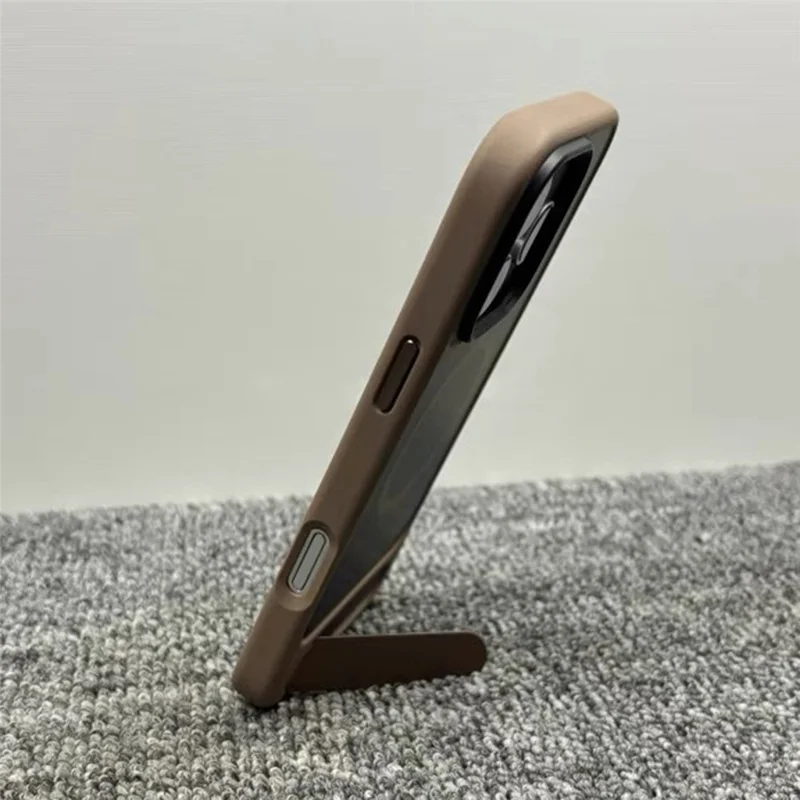 For iPhone 16 Plus Magnetic Case with Kickstand Drop Proof PC + TPU Phone Back Cover - Gold