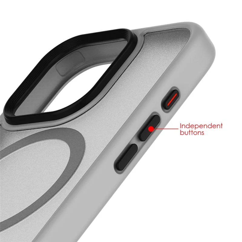 For iPhone 16 Pro Magnetic Case with Kickstand Drop Proof PC + TPU Phone Back Cover - Grey