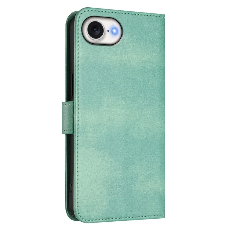 For iPhone 16e Case Wallet Stand Retro Texture Leather Phone Cover with Lanyard - Mint Green