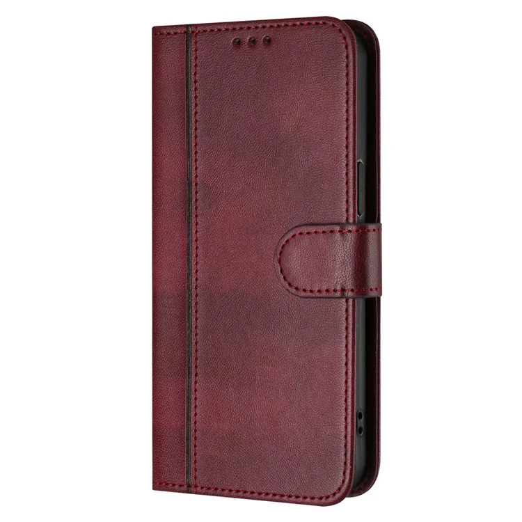 PT16 Serie Brieftasche Handyhülle mit Ständer im Retro-Leder-Stil für iPhone 16e mit Umhängeband - Weinrot