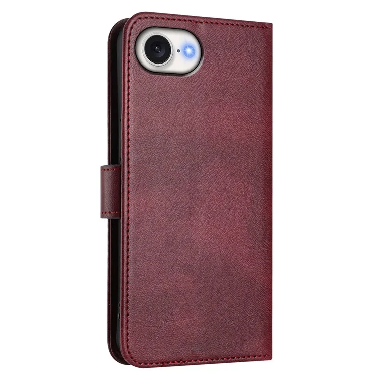 PT16 Serie Brieftasche Handyhülle mit Ständer im Retro-Leder-Stil für iPhone 16e mit Umhängeband - Weinrot
