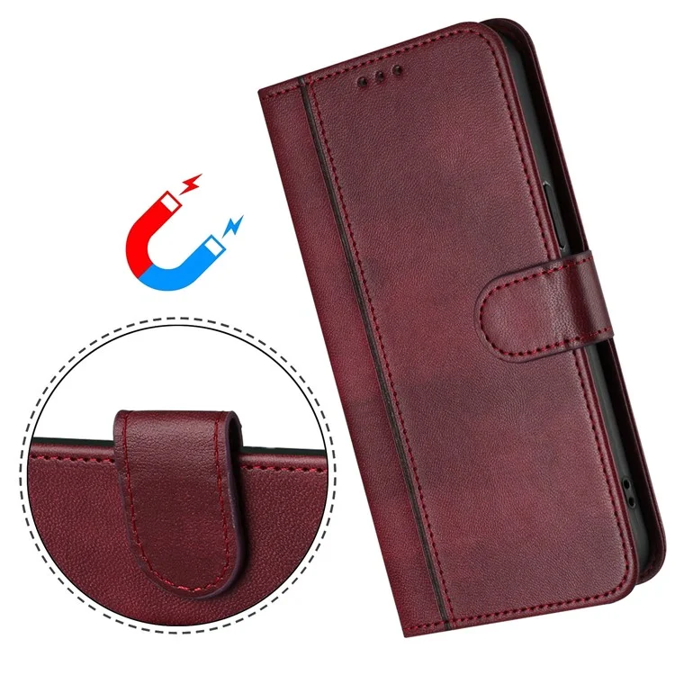 PT16 Serie Brieftasche Handyhülle mit Ständer im Retro-Leder-Stil für iPhone 16e mit Umhängeband - Weinrot
