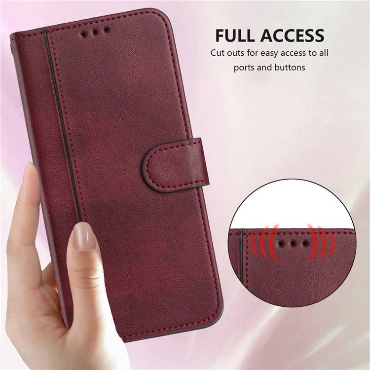 PT16 Serie Brieftasche Handyhülle mit Ständer im Retro-Leder-Stil für iPhone 16e mit Umhängeband - Weinrot