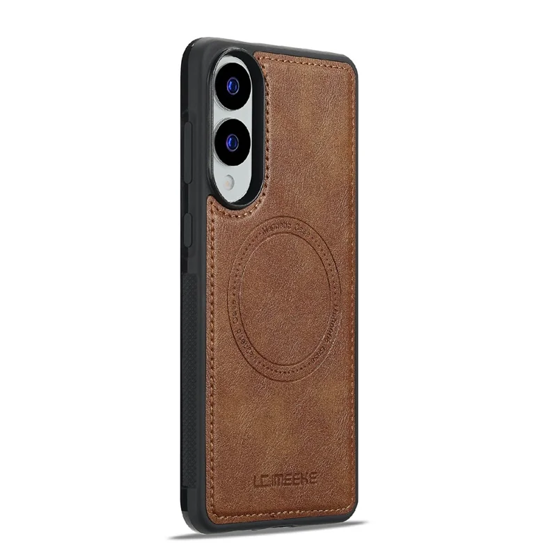 LC.IMEEKE L3 For Samsung Galaxy S25 Edge Magnetic Case Detachable Card Holder Leather TPU Mobile Cover - Brown