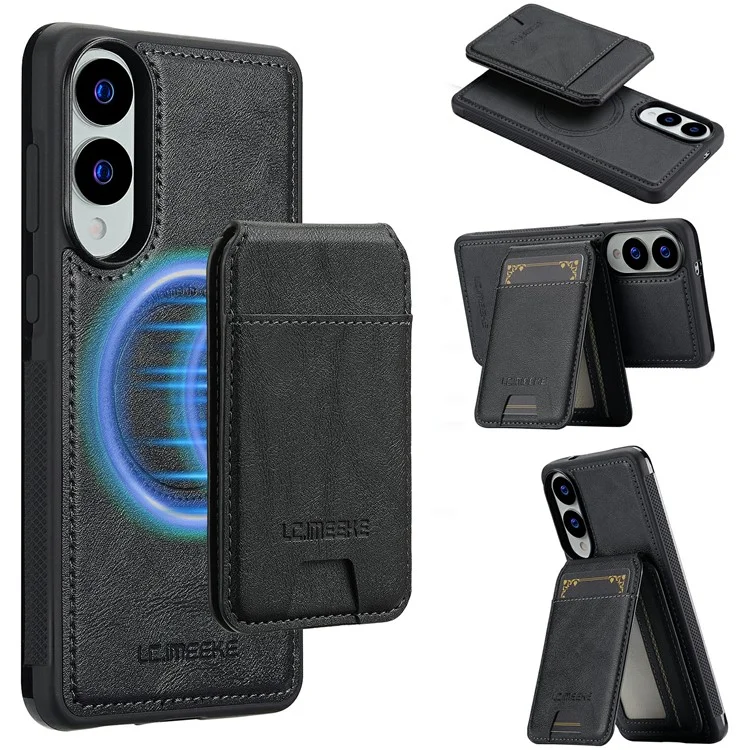 LC.IMEEKE L3 Pour Samsung Galaxy S25 Edge Étui Magnétique Amovible Porte-Cartes en Cuir et TPU - Noir