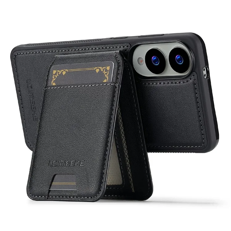 LC.IMEEKE L3 Pour Samsung Galaxy S25 Edge Étui Magnétique Amovible Porte-Cartes en Cuir et TPU - Noir