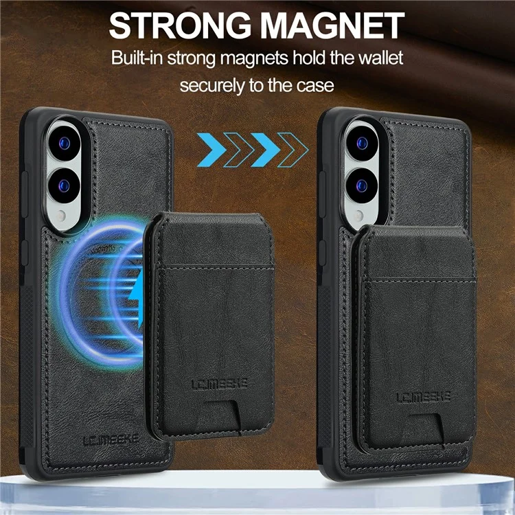 LC.IMEEKE L3 Pour Samsung Galaxy S25 Edge Étui Magnétique Amovible Porte-Cartes en Cuir et TPU - Noir