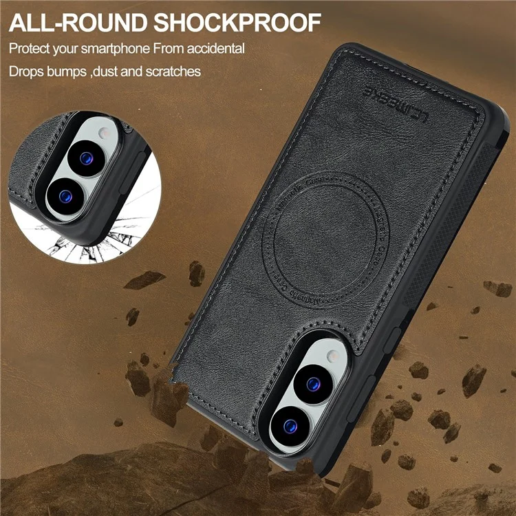 LC.IMEEKE Funda Magnética para Samsung Galaxy S25 Edge Compatible con MagSafe - Cuero + Funda Trasera TPU - Negro