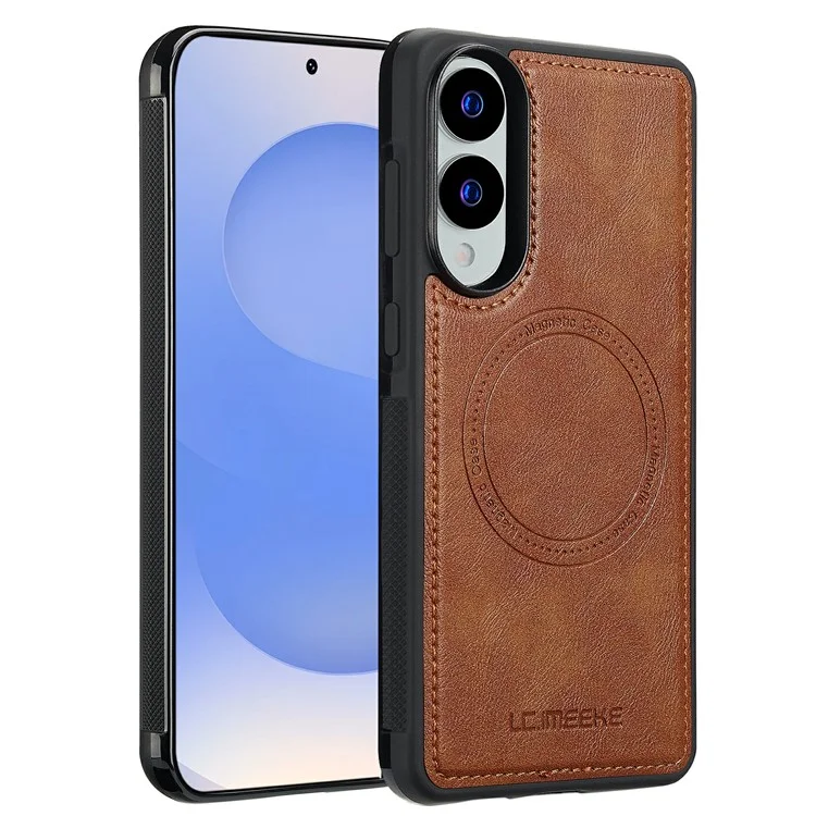 LC.IMEEKE Pour Samsung Galaxy S25 Edge Étui Magnétique Compatible avec MagSafe Cuir + Coque Arrière en TPU - Marron
