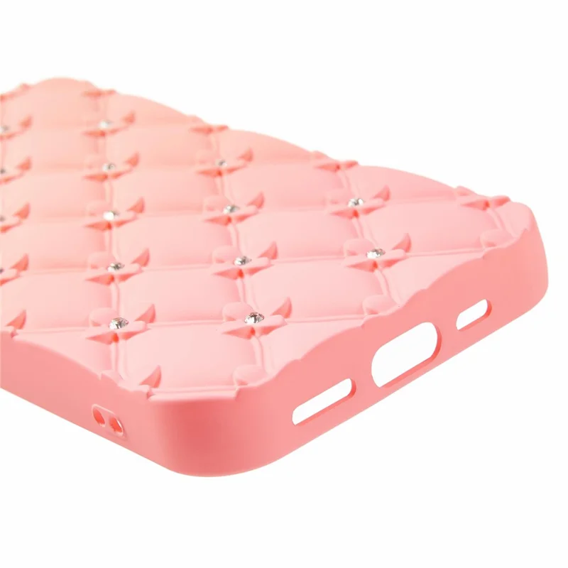 For iPhone 17e / 16e Case Rhinestone Decor Rubberized TPU Phone Cover - Pink + Rose