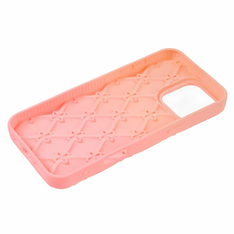For iPhone 16 Pro Max Case Rhinestone Decor Rubberized TPU Phone Cover - Pink + Rose