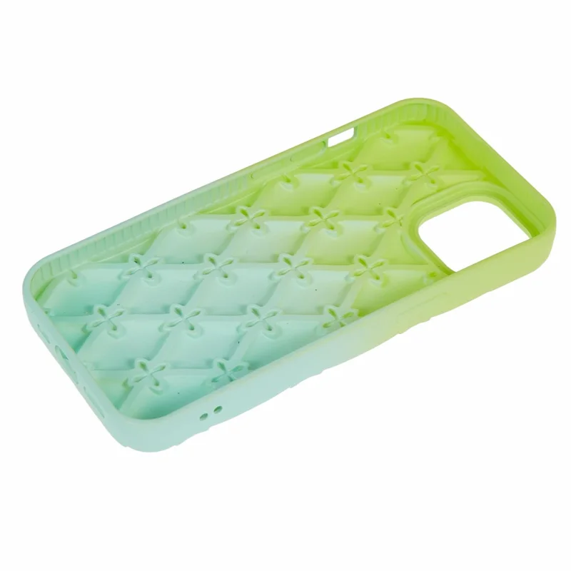 For iPhone 15 Case Rhinestone Decor Rubberized TPU Phone Cover - Green + Baby Blue