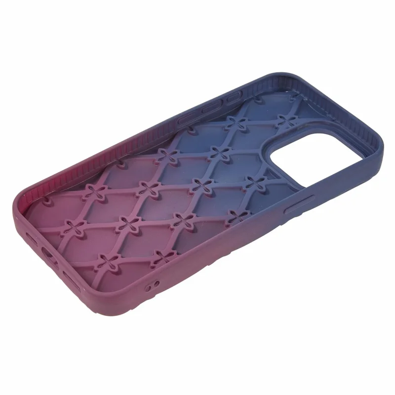 For iPhone 15 Pro Max Case Rhinestone Decor Rubberized TPU Phone Cover - Sapphire + Wine Red