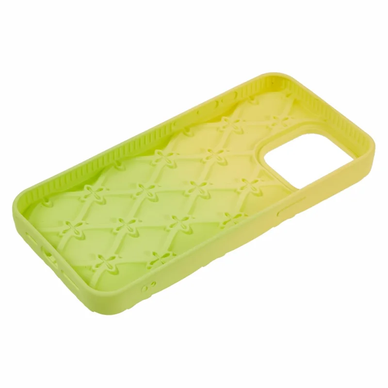 For iPhone 15 Pro Max Case Rhinestone Decor Rubberized TPU Phone Cover - Yellow + Green