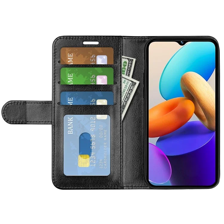 Crazy Horse Texture Phone Case per vivo Y22s 4G, Custodia in pelle PU + TPU Antiurto con supporto e portafoglio - Nero