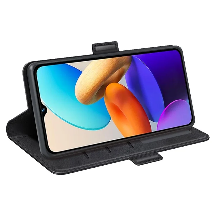 Pour Vivo Y22s 4g Texture de Veau PU en Cuir Portefeuille Support de Support Anti-gratte - le Noir