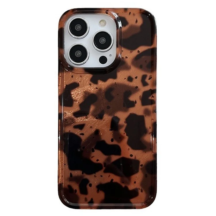For iPhone 15 Pro Max Case Amber Leopard Print TPU Phone Cover