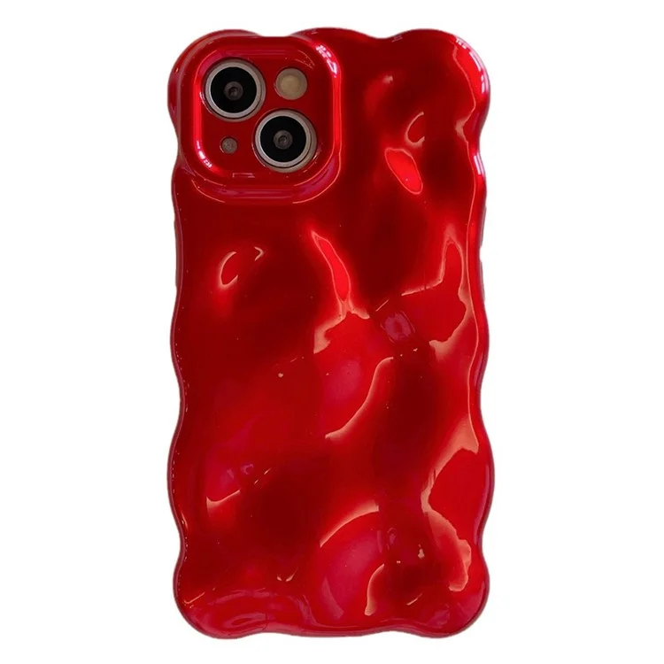 Funda Navideña Roja para iPhone 14 - Carcasa de TPU con Bordes Ondulados