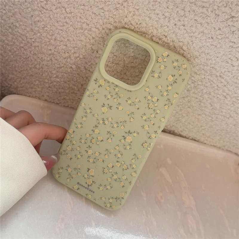 For iPhone 15 Pro Case Floral Pattern Aesthetic TPU Phone Cover