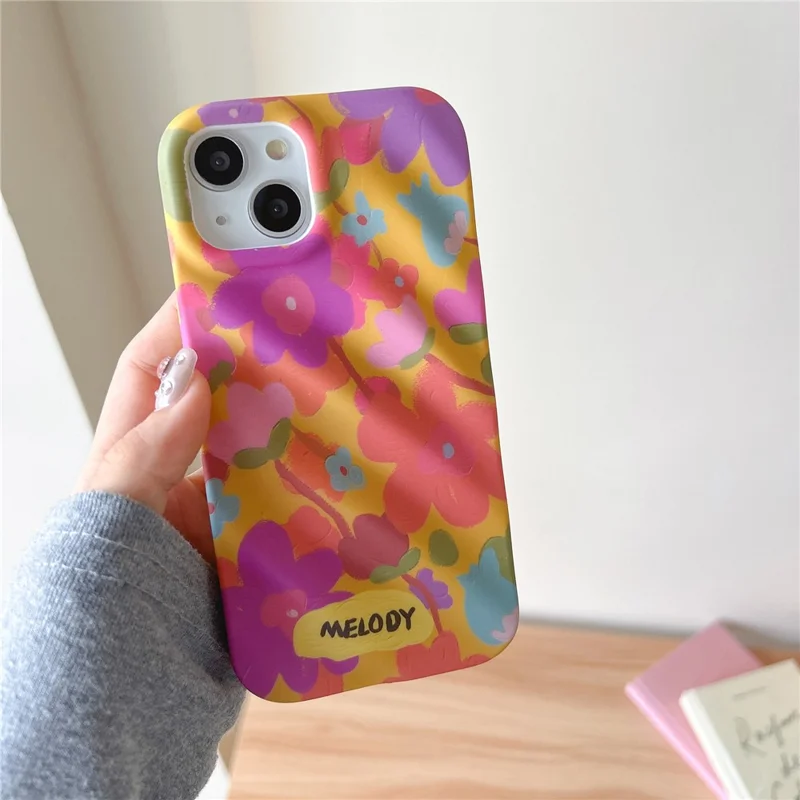 For iPhone 14 TPU Cases Colorful Floral Design Mobile Phone Back Cover