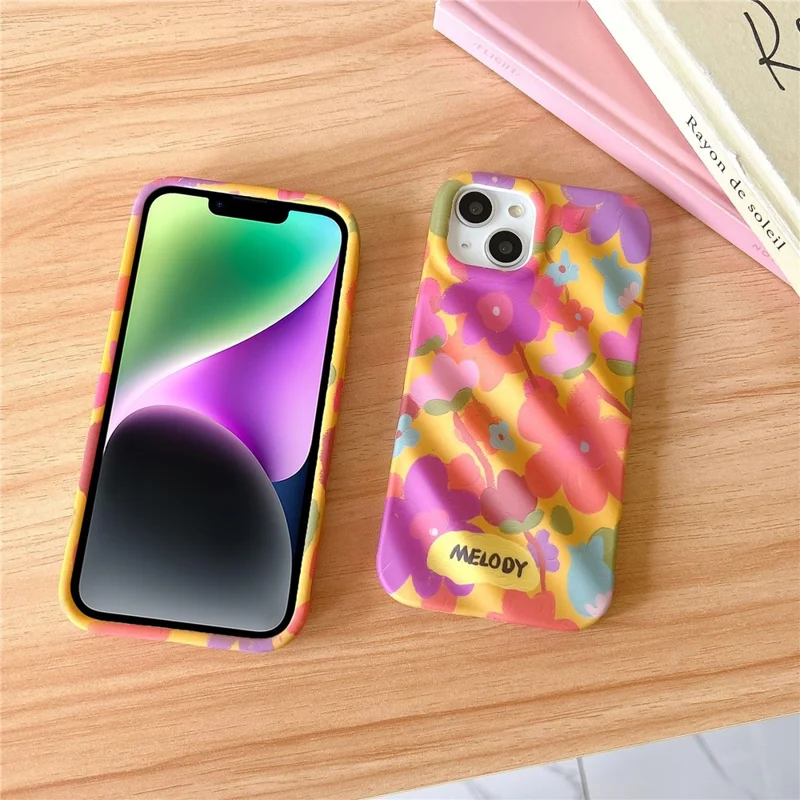For iPhone 14 TPU Cases Colorful Floral Design Mobile Phone Back Cover