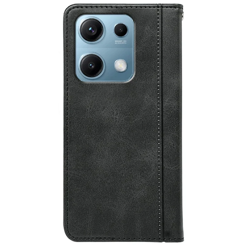 For Xiaomi Redmi Note 14S 4G Case Hidden Magnetic Closure Calf Texture Leather Phone Cover - Black
