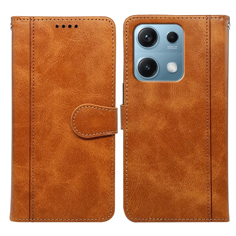 For Xiaomi Redmi Note 14S 4G Case Calf Texture Leather Stand Book Style Phone Cover - Yellow
