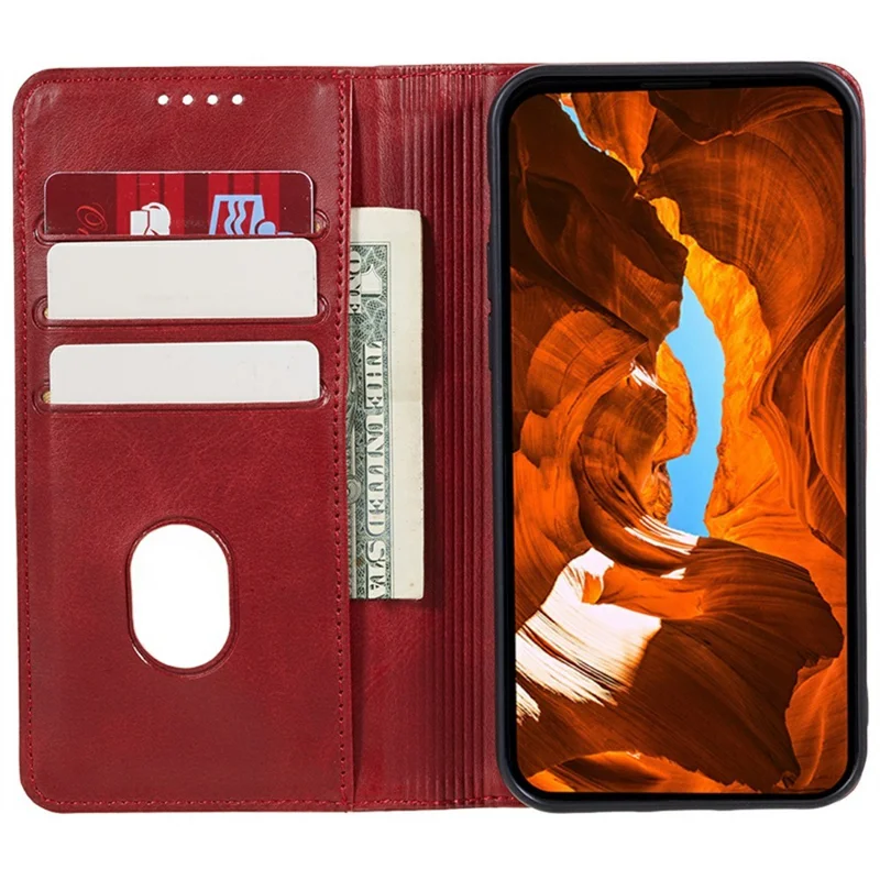 Til Xiaomi Redmi Note 14S 4G Case Stærkt Magnetisk PU Læder Telefonbeskytning Kalvstruktur - Rød