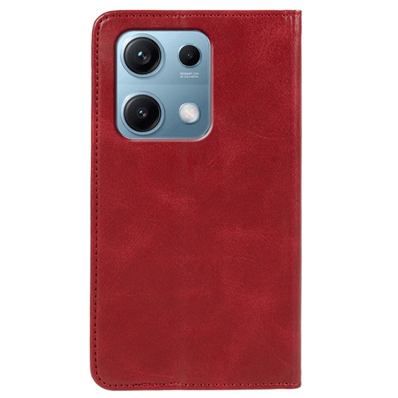 Til Xiaomi Redmi Note 14S 4G Case Stærkt Magnetisk PU Læder Telefonbeskytning Kalvstruktur - Rød