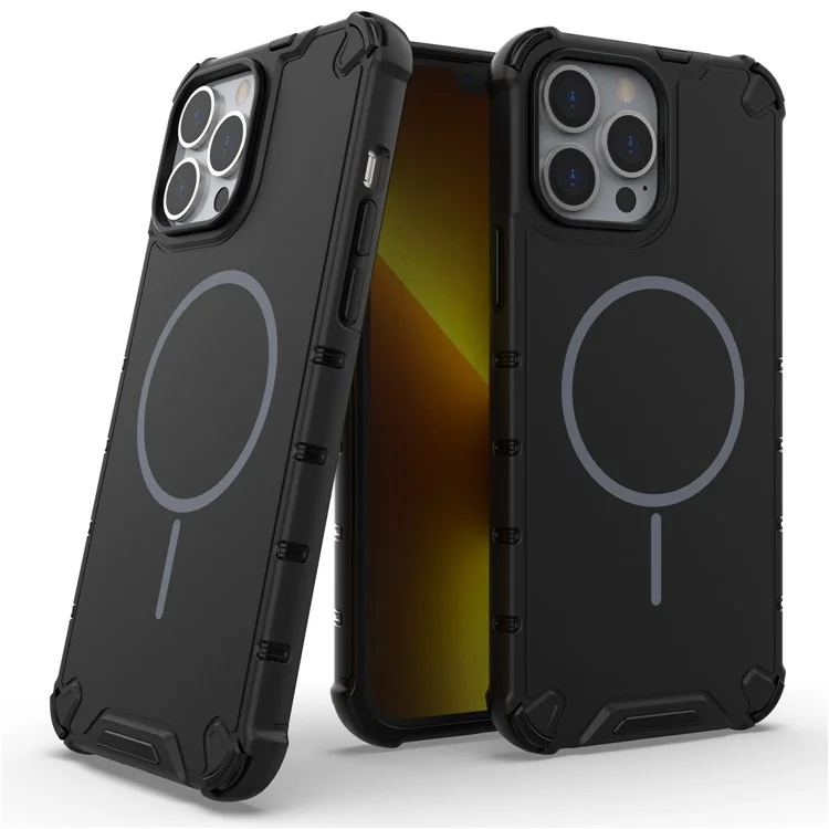 Capa Magnética para iPhone 13 Pro Max com Textura Ondulada, Dissipação de Calor e Proteção Antichoque em TPU + PC - Preta