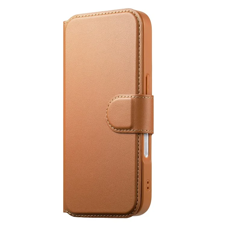 CASENEO MW-07 Para iPhone 16 Capa Magnética com Carteira Bloqueadora de RFID, Suporte e Capa de Couro para Celular com Alça de Pulso - Marrom