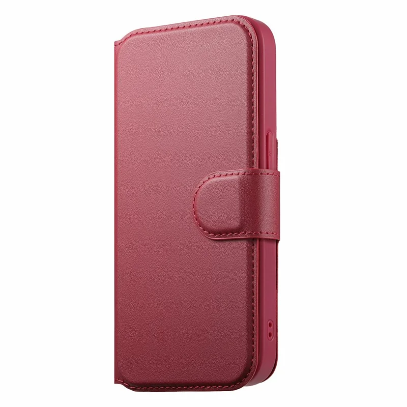 CASENEO For iPhone 15 Pro Max Magnetic Case RFID Blocking Wallet Detachable Leather Phone Cover with Wristband - Red