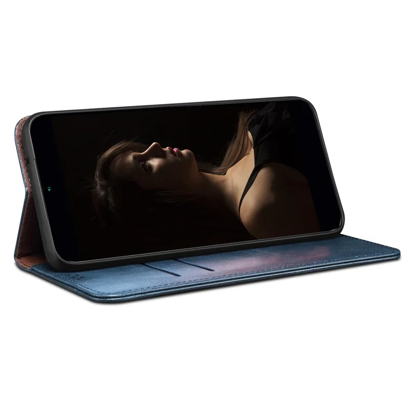 For Motorola Edge 60 5G / 60 Fusion 5G Case Crazy Horse Texture Waxy Leather Wallet Stand Phone Cover - Blue