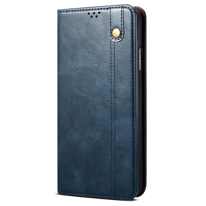 For Motorola Edge 60 5G / 60 Fusion 5G Case Crazy Horse Texture Waxy Leather Wallet Stand Phone Cover - Blue