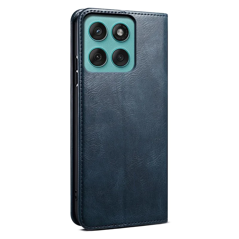For Motorola Edge 60 5G / 60 Fusion 5G Case Crazy Horse Texture Waxy Leather Wallet Stand Phone Cover - Blue