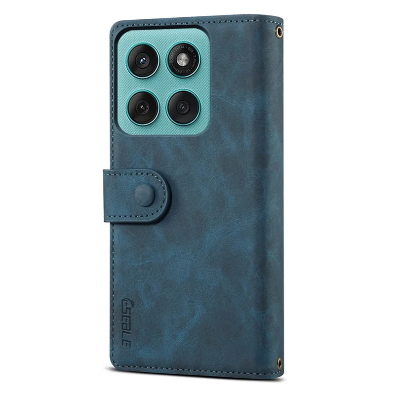 ESEBLE Star Series Handyhülle für Motorola Edge 60 Fusion 5G - Blaue Lederhülle mit Reißverschluss und Ständer