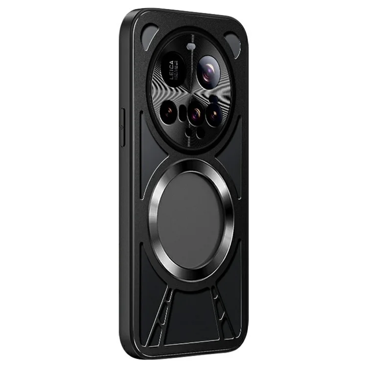 For Xiaomi 15 Ultra Magnetic Case Hollow Heat Dissipation PC + Silicone Phone Cover - Black