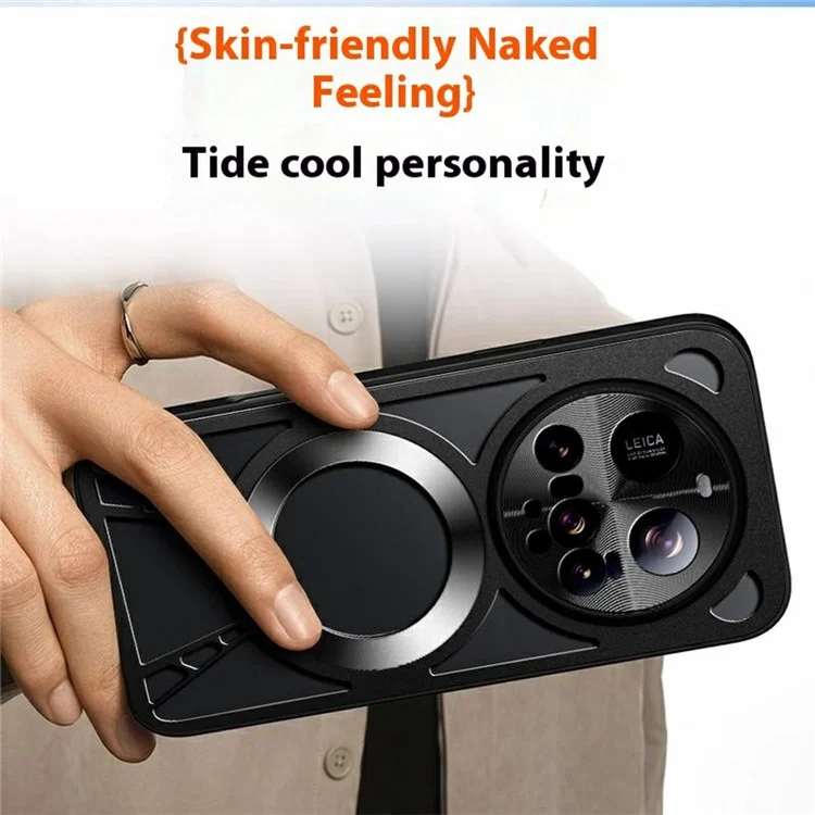 For Xiaomi 15 Ultra Magnetic Case Hollow Heat Dissipation PC + Silicone Phone Cover - Black