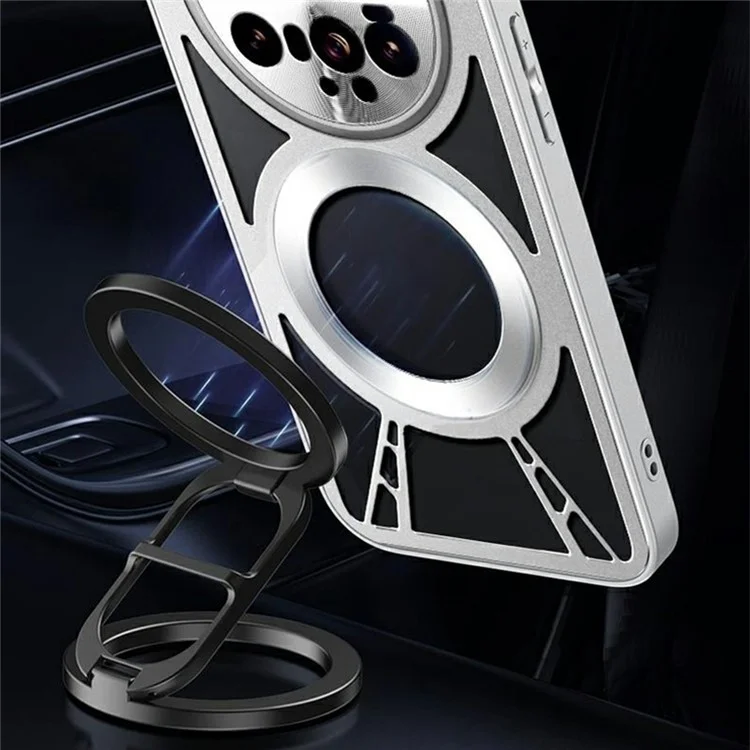 For Xiaomi 15 Ultra Magnetic Case Hollow Heat Dissipation PC + Silicone Phone Cover - Black