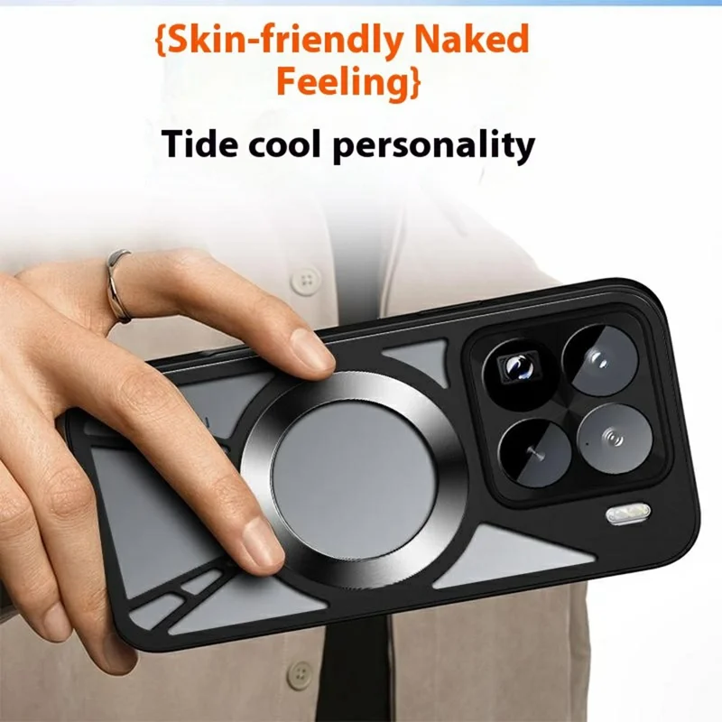 For Xiaomi 15 Magnetic Case Hollow Heat Dissipation PC + Silicone Phone Cover - Black