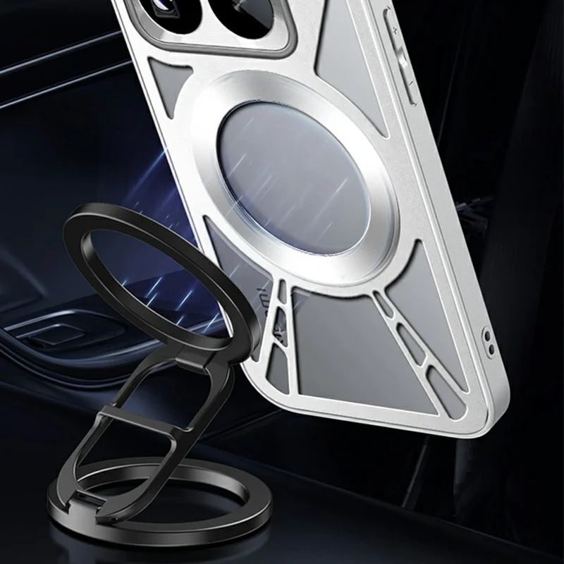 For Xiaomi 15 Magnetic Case Hollow Heat Dissipation PC + Silicone Phone Cover - Black