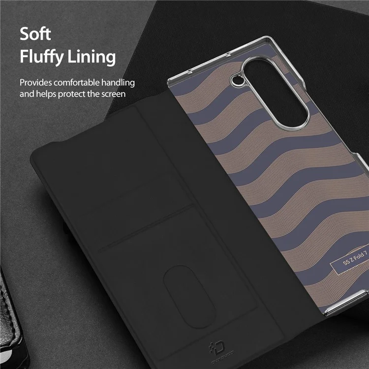 Чехол DUX DUCIS Bril Series для Samsung Galaxy Z Fold7 5G с кожаным держателем и держателем для ручки - черный